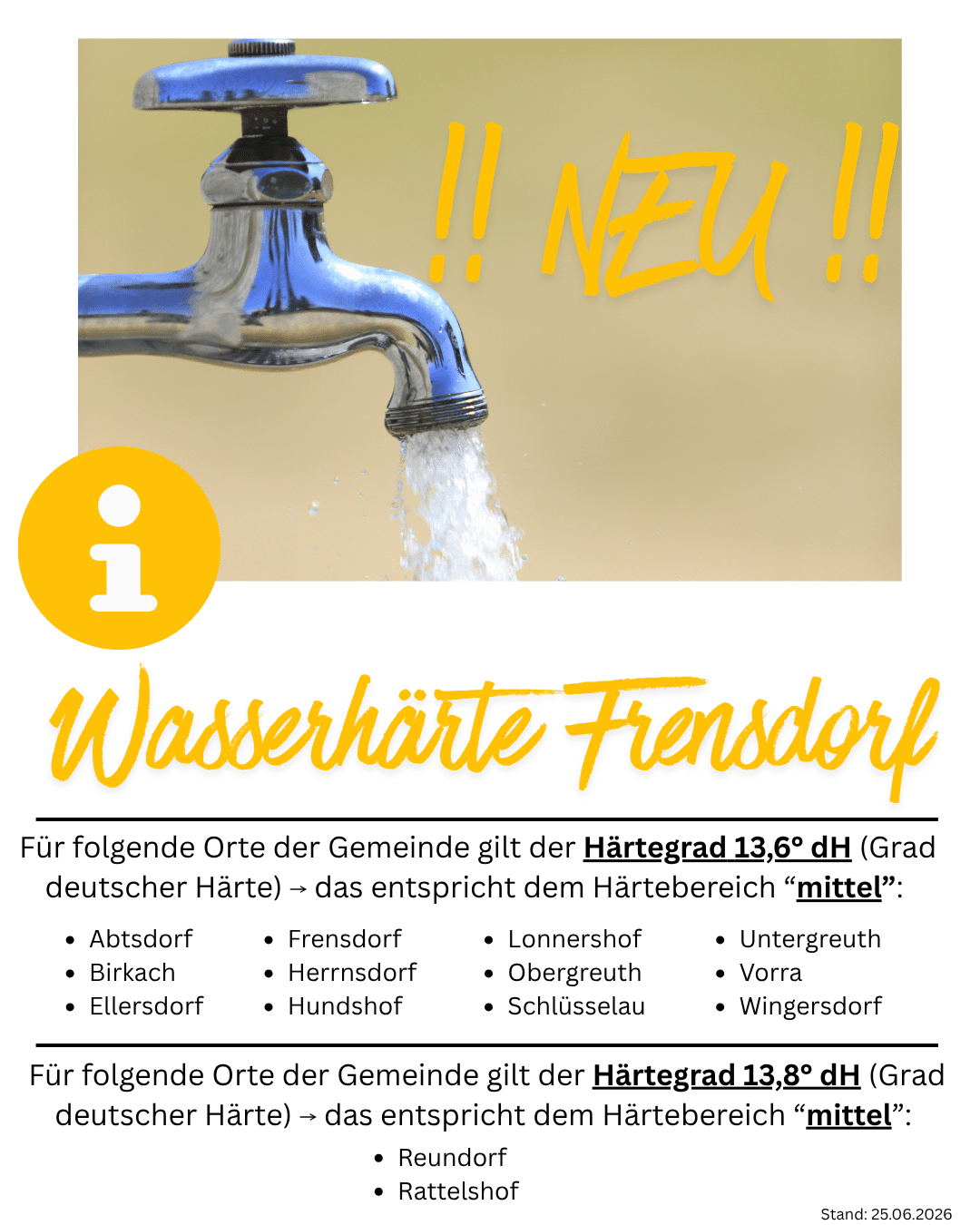 Wasserhärte in der Gemeinde Frensdorf