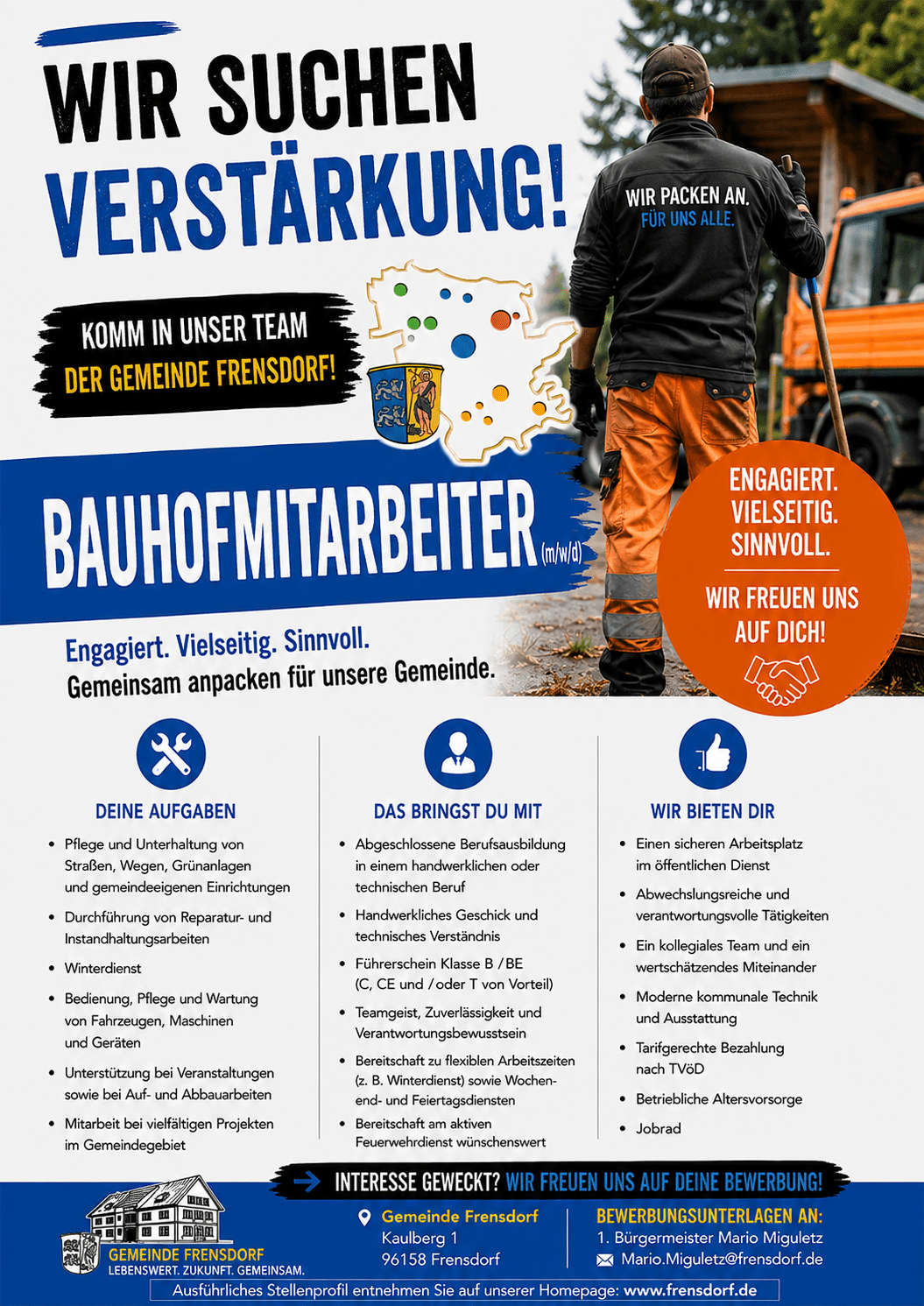 Mitarbeiter/in für den gemeindlichen Bauhof (m/w/d) gesucht