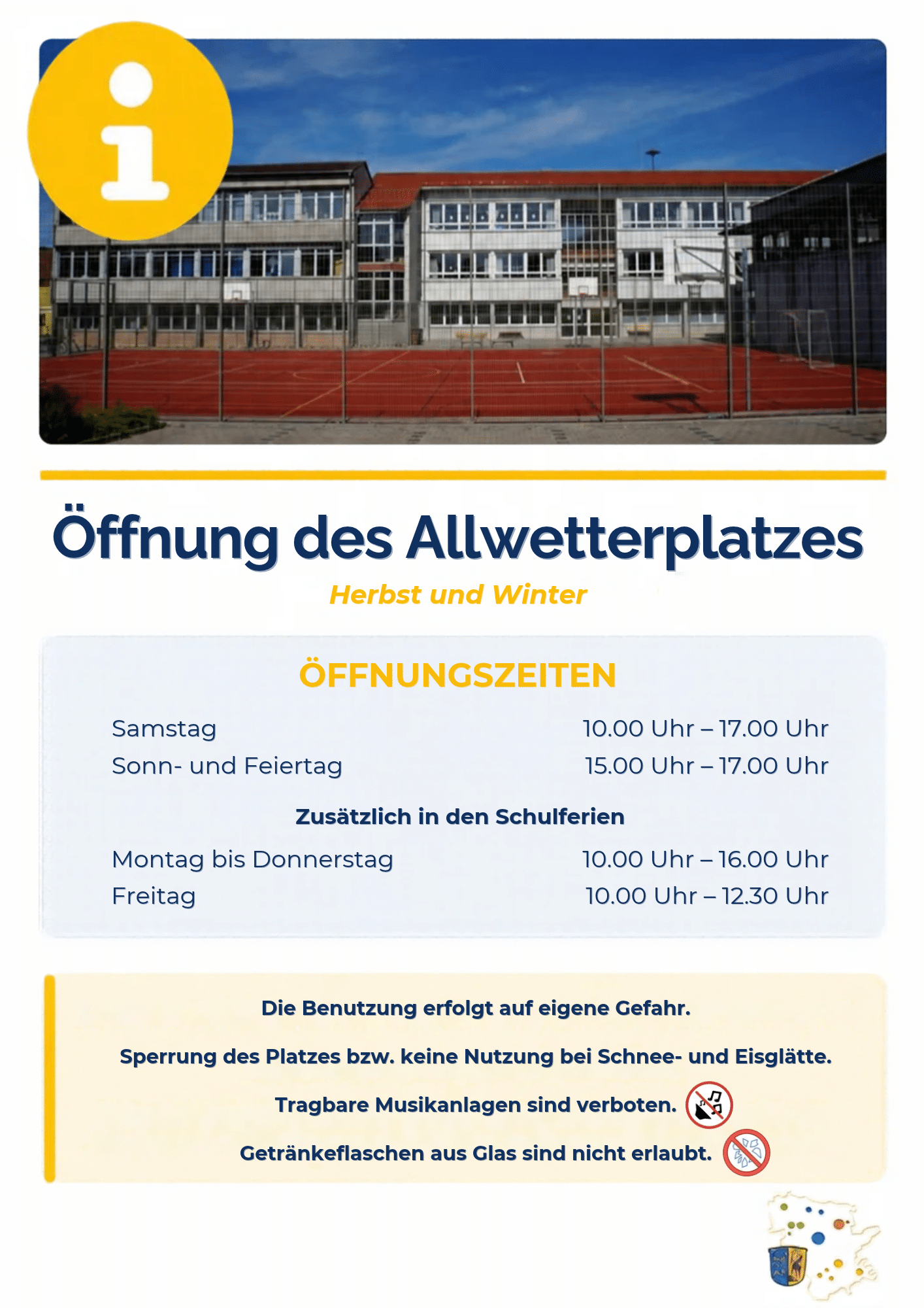 Öffnungszeiten unseres Allwetterplatzes (Hartplatzes) im Herbst und Winter