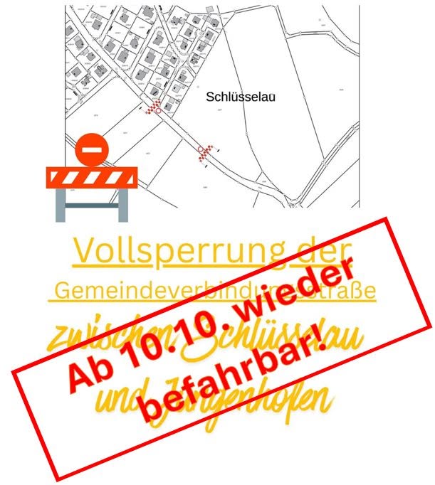 GVS Schlüsselau - Jungenhofen voraussichtlich ab 10.10. wieder befahrbar / Böschungspflegearbeiten an der GVS am 07.10. u. 08.10.2026